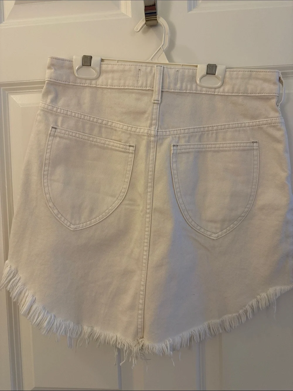 Free People Ivory Frayed-Hem Mini Skirt